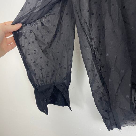 RTA Women’s black long sleeve polka dot blouse sheer size Small - Picture 5 of 9